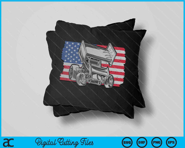 Sprint Car Racing USA Flag SVG PNG Cutting Printable Files