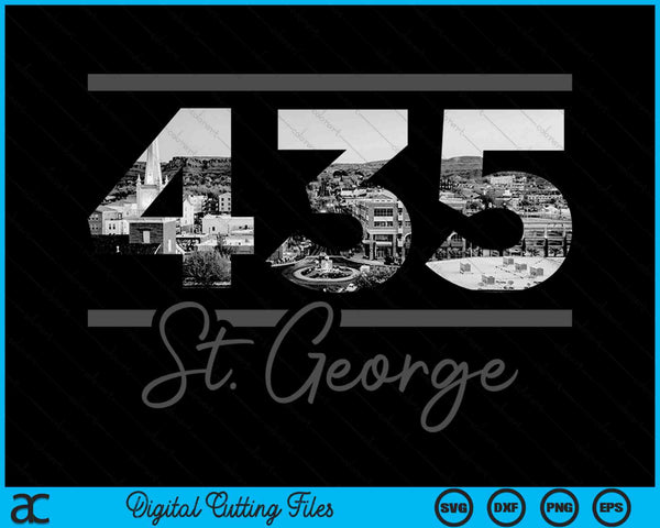 St. George 435 Area Code Skyline Utah Vintage SVG PNG Digital Cutting Files