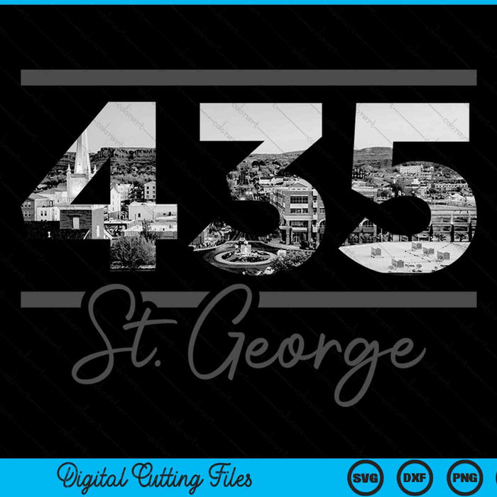 St. George 435 area code skyline Utah vintage SVG cut file