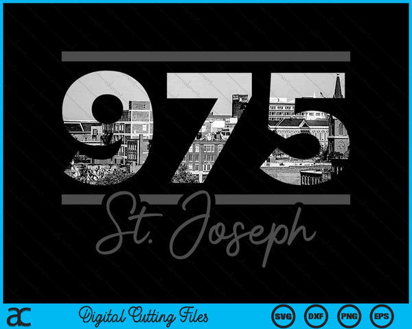 St. Joseph 975 Area Code Skyline Missouri Vintage SVG PNG Digital Cutting Files