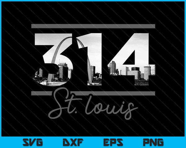 St. Louis 314 Area Code Skyline Missouri Vintage SVG PNG Cutting Printable Files