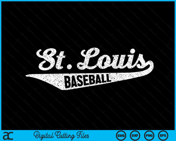 St. Louis honkbal script Vintage noodlijdende SVG PNG digitale snijbestanden 
