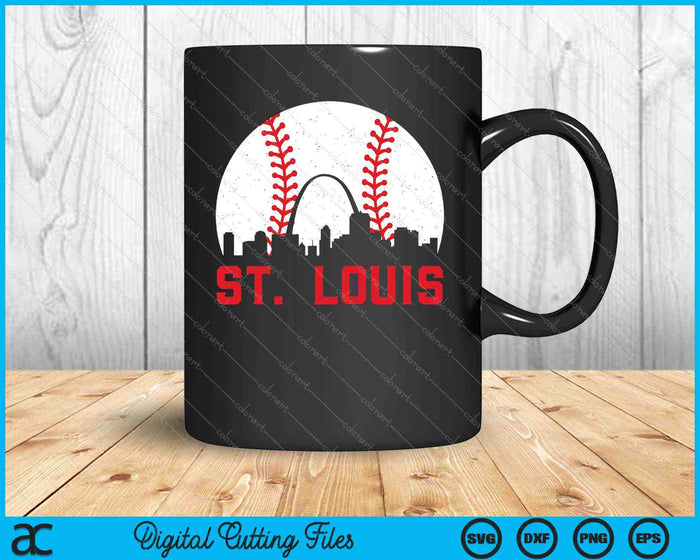 St. Louis stadsgezicht Vintage honkbal stad mannen vrouwen kinderen SVG PNG snijden afdrukbare bestanden