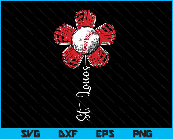 St. Louis colorful baseball flower SVG cut file