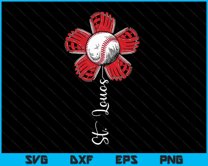 St. Louis kleurrijke honkbal bloem SVG PNG digitale snijbestanden