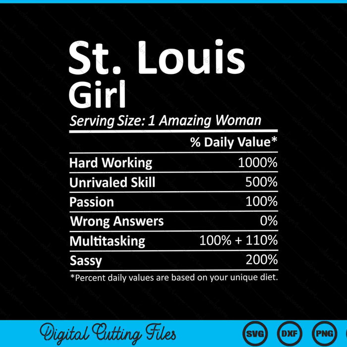 St. Louis Girl MO Missouri Funny City Home Roots SVG PNG Cortar archivos imprimibles