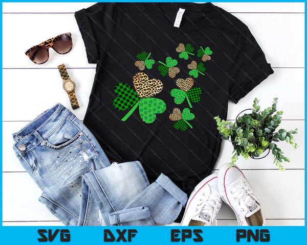 St. Patricks Day Shamrock Irish Leopard Print Women Girls SVG PNG Digital Printable Files