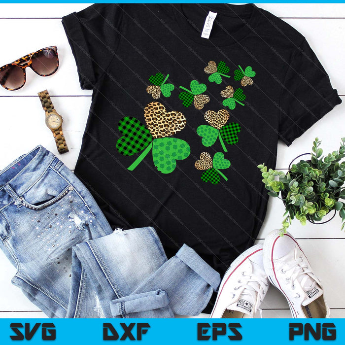 St. Patricks Day Shamrock Irish Leopard Print Women Girls SVG PNG Digital Printable Files