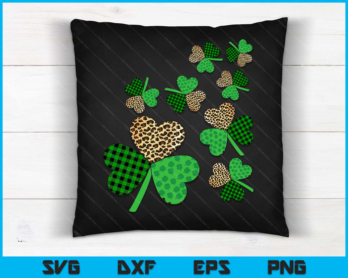 St. Patricks Day Shamrock Irish Leopard Print Women Girls SVG PNG Digital Printable Files