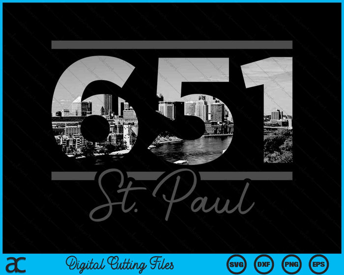 St. Paul 651 Netnummer Skyline Minnesota Vintage SVG PNG digitale snijbestanden 