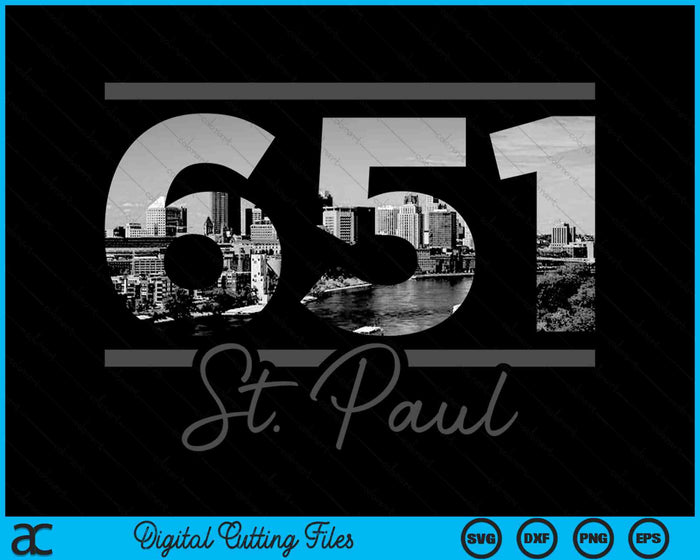 St. Paul 651 Area Code Skyline Minnesota Vintage SVG PNG Digital Cutting Files