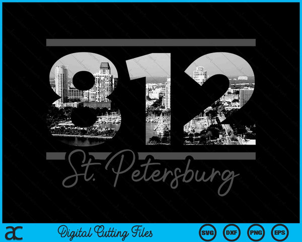 St. Petersburg 812 Area Code Skyline Florida Vintage SVG PNG Digital Cutting Files