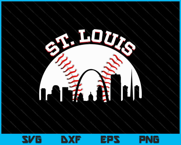 St Louis Skyline Cityscape Béisbol Deportes Fan SVG PNG Cortar archivos imprimibles