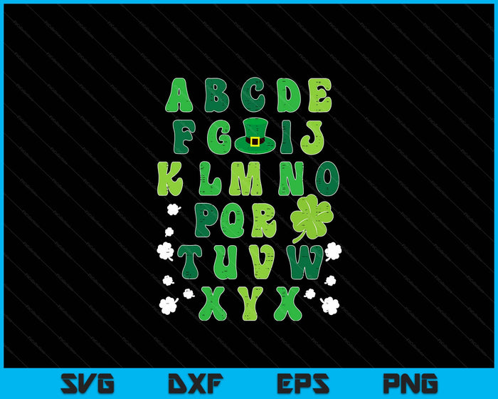 St Patricks Day ABC alfabet Saint Pattys Paddys leraar SVG PNG digitale afdrukbare bestanden
