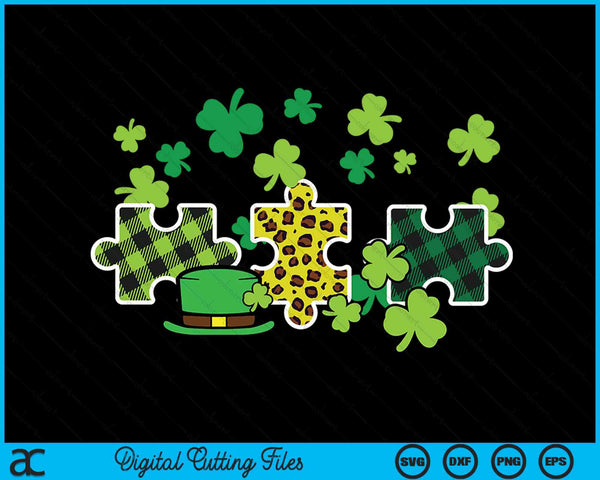 St Patricks Day autism puzzle saint pattys SVG cut file