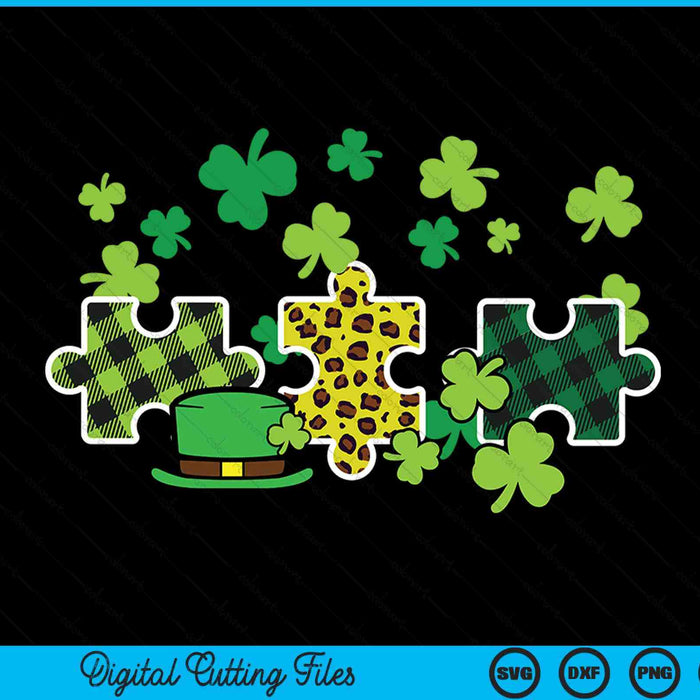 St Patricks Day autism puzzle saint pattys SVG cut file