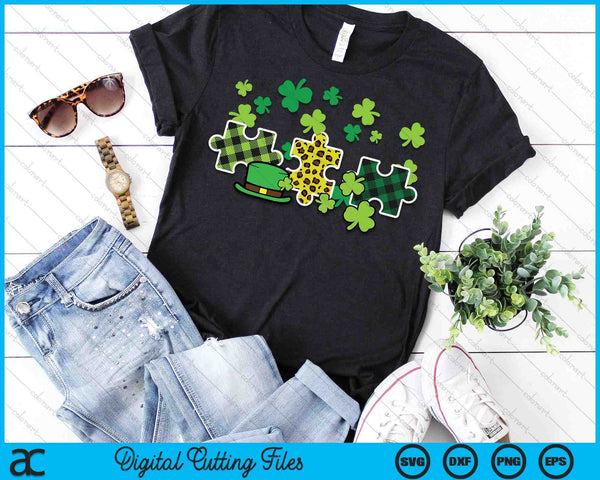 St Patricks Day Autism Puzzle Saint Pattys SVG PNG Digital Printable Files