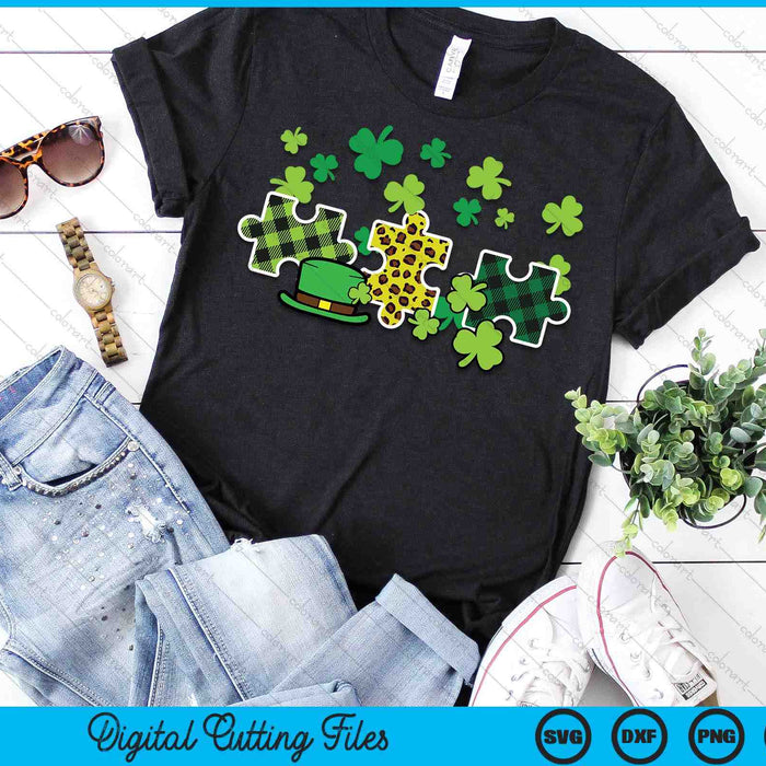 St Patricks Day Autism Puzzle Saint Pattys SVG PNG Digital Printable Files