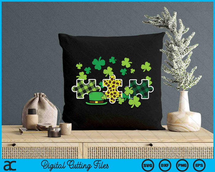 St Patricks Day Autism Puzzle Saint Pattys SVG PNG Digital Printable Files