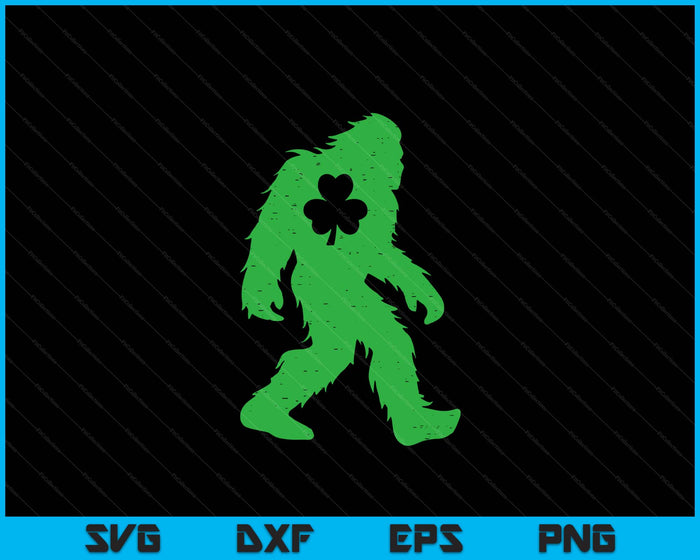 St Patricks Day Bigfoot Sasquatch Shamrock SVG PNG Digital Printable Files