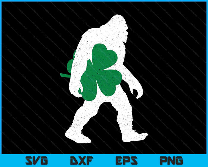 St Patricks Day Bigfoot Sclover Leaf Irish Sasquatch SVG PNG Digital Printable Files