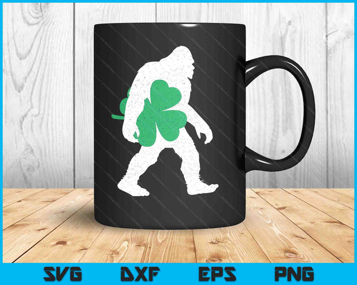 St Patricks Day Bigfoot Sclover Leaf Irish Sasquatch SVG PNG Digital Printable Files