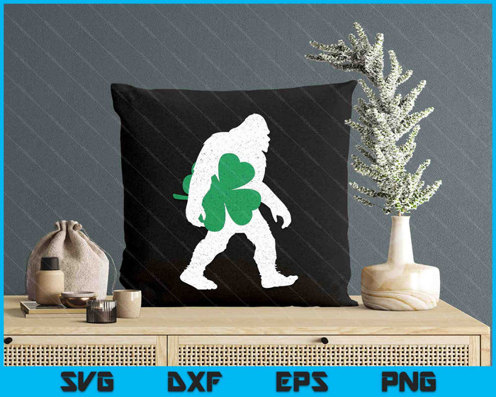 St Patricks Day Bigfoot Sclover Leaf Irish Sasquatch SVG PNG Digital Printable Files