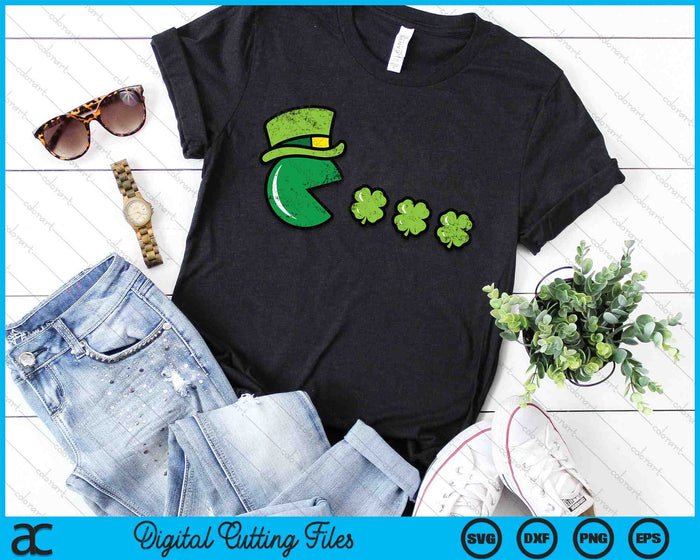 St Patricks Day eten Shamrock Retro Gamer SVG PNG digitale snijbestanden