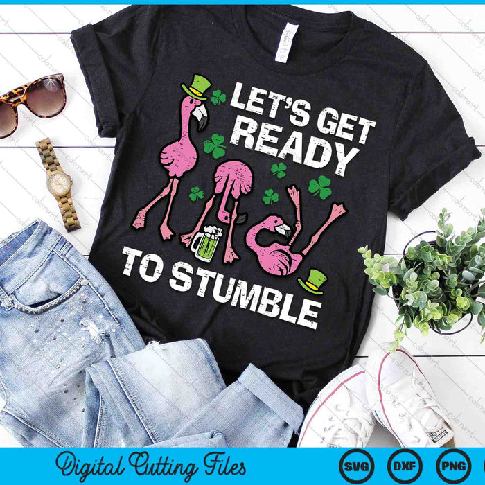 St Patricks Day Flamingo Ready To Stumble SVG PNG Digital Printable Files