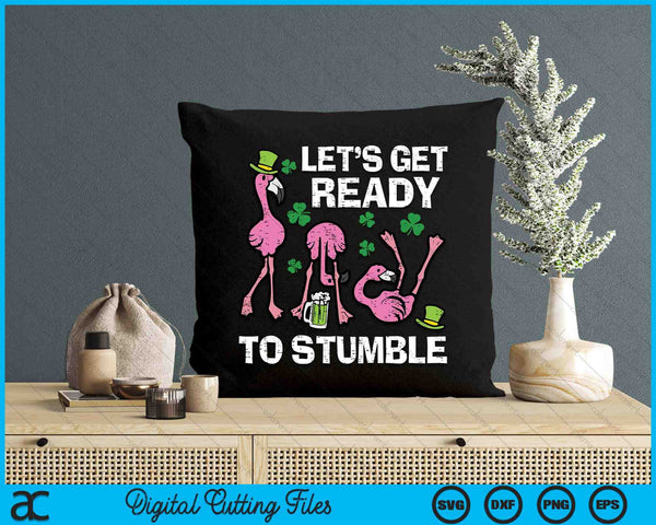 St Patricks Day Flamingo Ready To Stumble SVG PNG Digital Printable Files