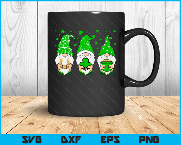 St Patricks Day Gnomes Women Buffalo Plaid Shamrock SVG PNG Cutting Printable Files