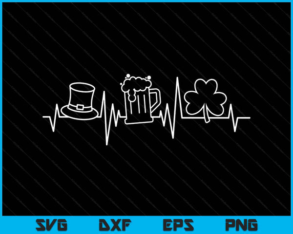 St Patricks Day heartbeat beer SVG cut file