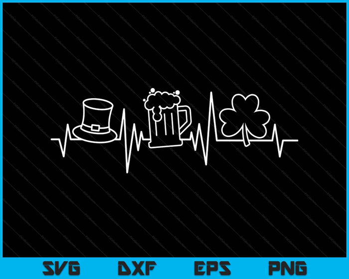 St Patricks Day Heartbeat Beer SVG PNG Digital Printable Files