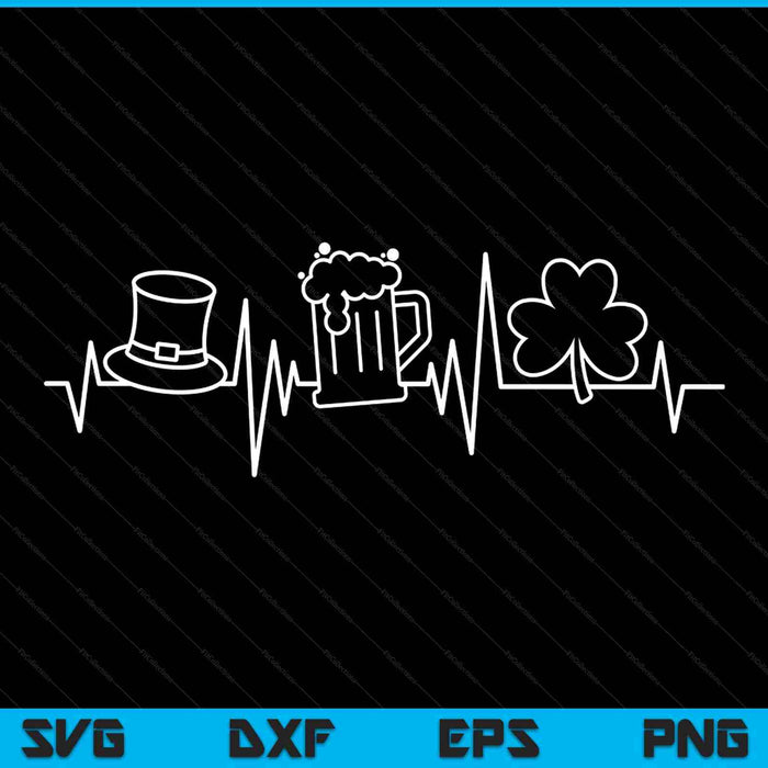St Patricks Day heartbeat beer SVG cut file