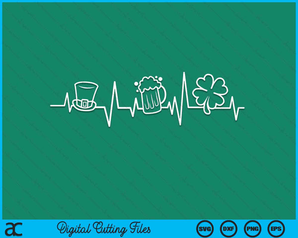 St Patricks Day heartbeat shamrock SVG cut file
