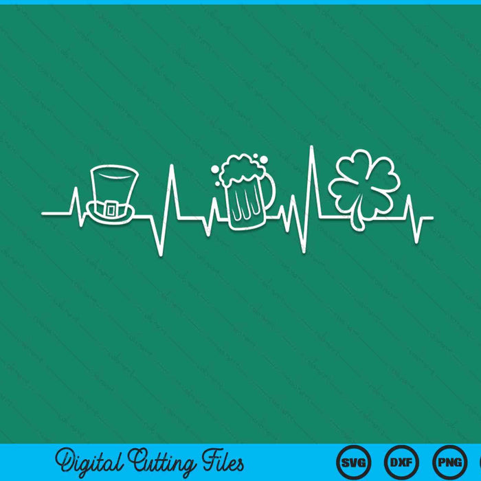 St Patricks Day heartbeat shamrock SVG cut file