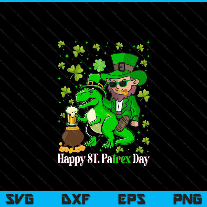 St Patricks Day Kabouter rijden Dino T Rex Boys SVG PNG digitale afdrukbare bestanden