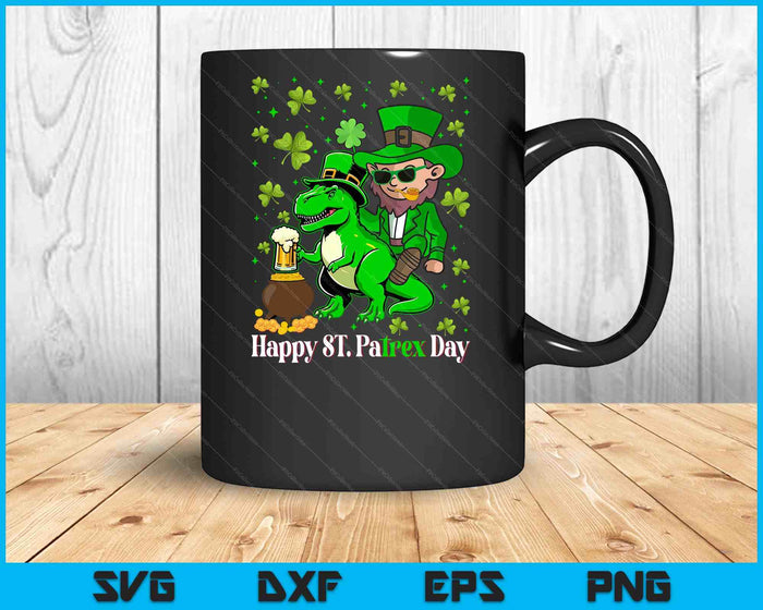 St Patricks Day Leprechaun Riding Dino T Rex Boys SVG PNG Digital Printable Files