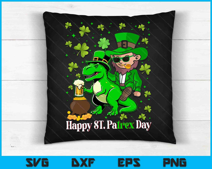 St Patricks Day Kabouter rijden Dino T Rex Boys SVG PNG digitale afdrukbare bestanden