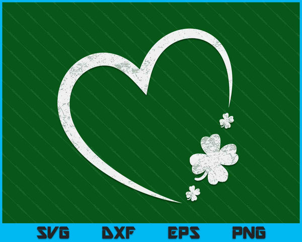 St Patricks Day Love With Heart And Shamrock Clover SVG PNG Digital Printable Files