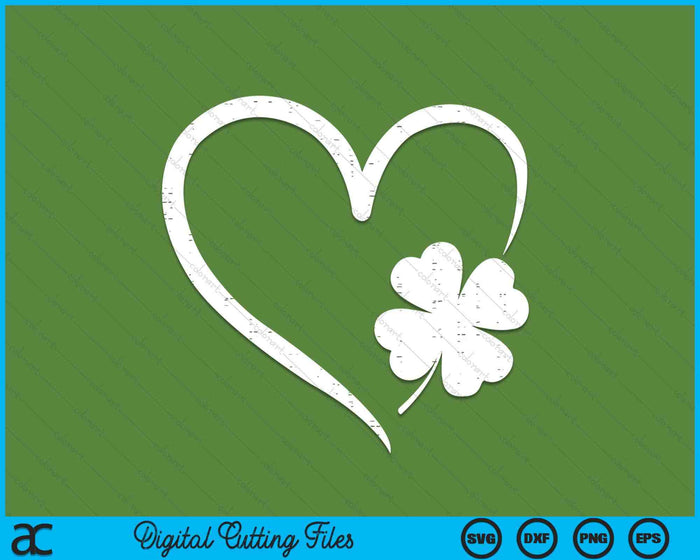 St Patricks Day Love With Heart And Shamrock Clover SVG PNG Digital Printable Files