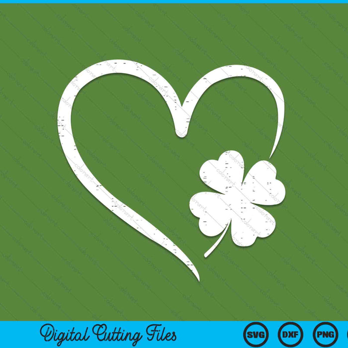 St Patricks Day love with heart and shamrock clover SVG cut file