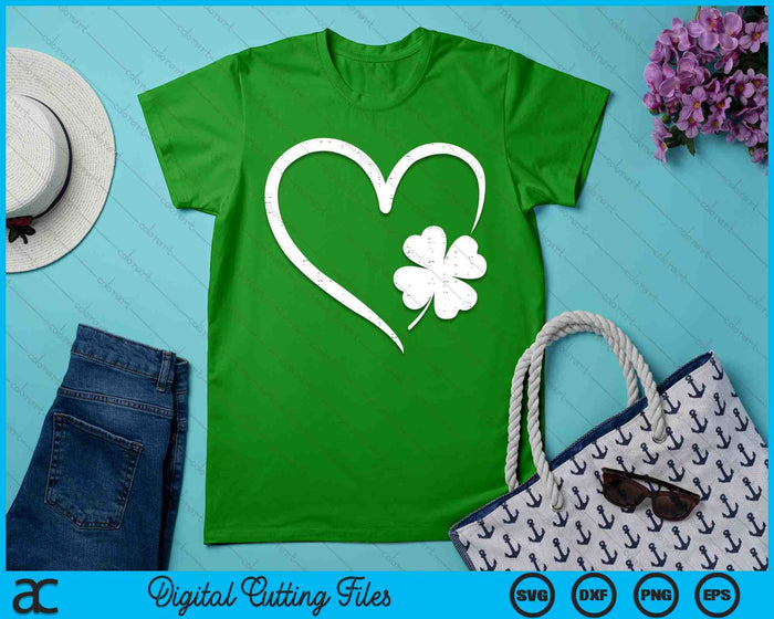 St Patricks Day Love With Heart And Shamrock Clover SVG PNG Digital Printable Files