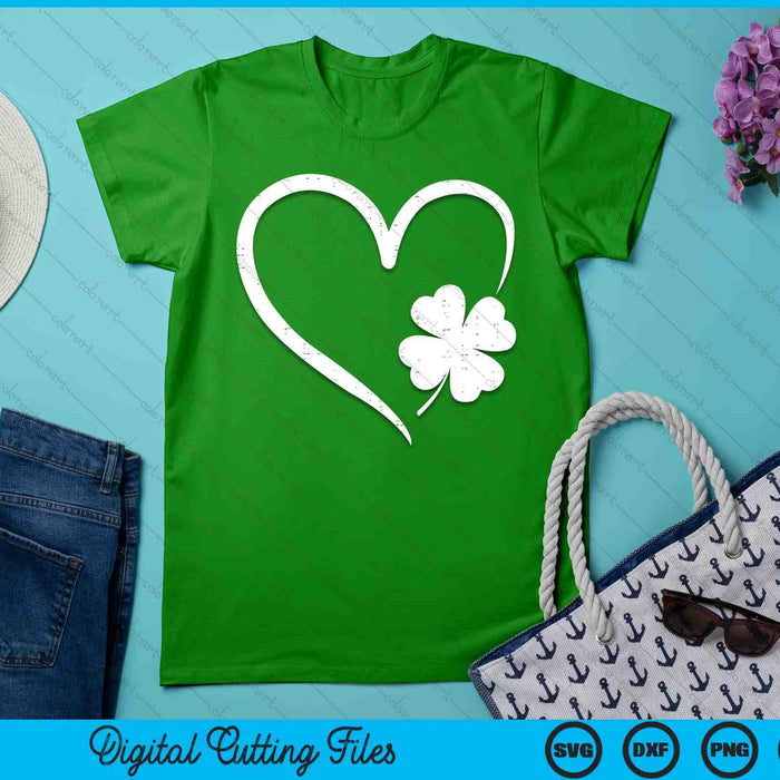 St Patricks Day Love With Heart And Shamrock Clover SVG PNG Digital Printable Files