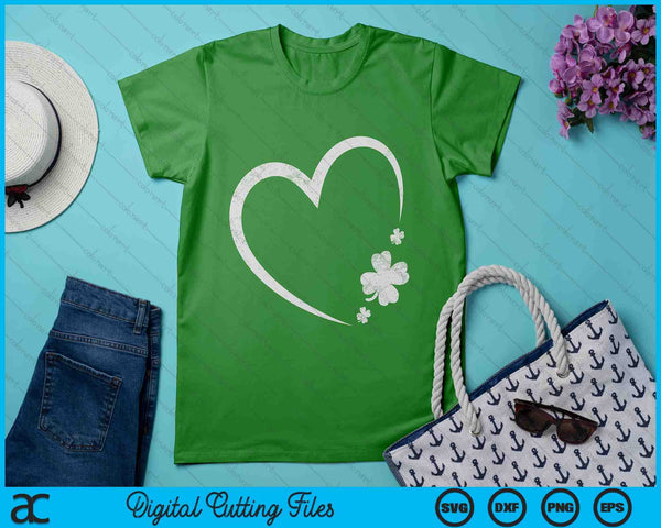 St Patricks Day Love With Heart And Shamrock Clover SVG PNG Digital Printable Files