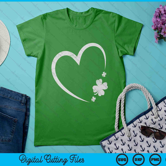 St Patricks Day Love With Heart And Shamrock Clover SVG PNG Digital Printable Files