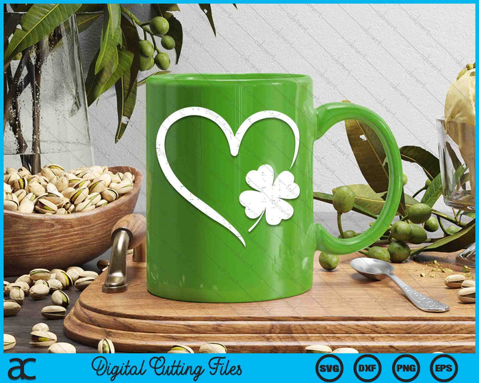 St Patricks Day Love With Heart And Shamrock Clover SVG PNG Digital Printable Files