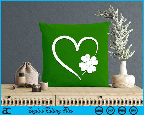 St Patricks Day Love With Heart And Shamrock Clover SVG PNG Digital Printable Files