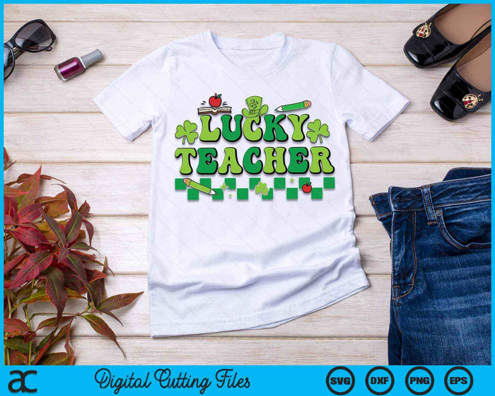 St Patricks Day Lucky Teacher Saint Paddys Groovy SVG PNG digitale afdrukbare bestanden