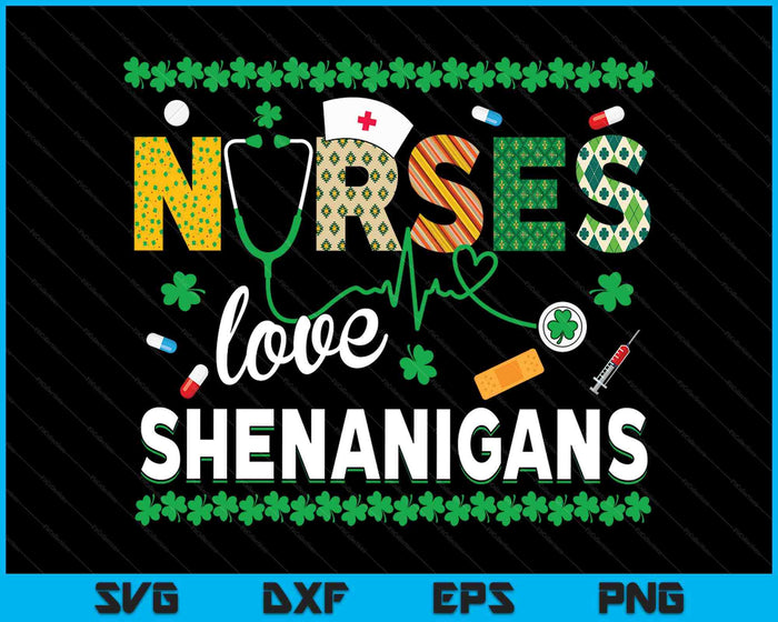 St Patricks Day Rn Nurse Love Shenanigans Scrub Top Women SVG PNG Digital Printable Files